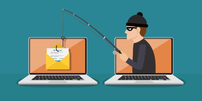 Digital icon of a thief using a phishing email attack.