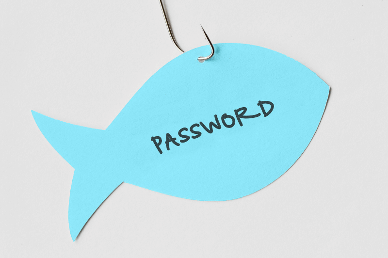 The word password written on a fish with a hook in it.