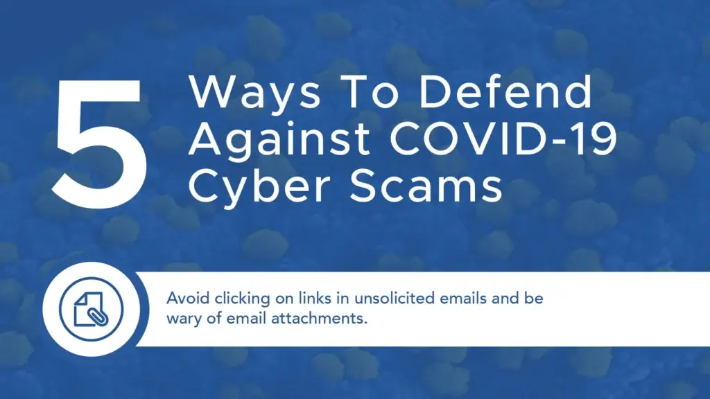 5 Ways to Defend Against COVID-19 Cyber Scams title page.