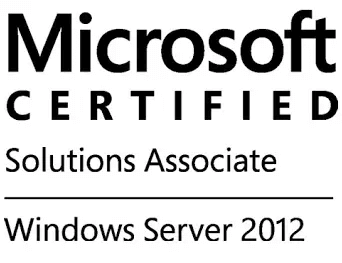 Microsoft Certified Technology Solutions Associate Windows Server 2012 logo.