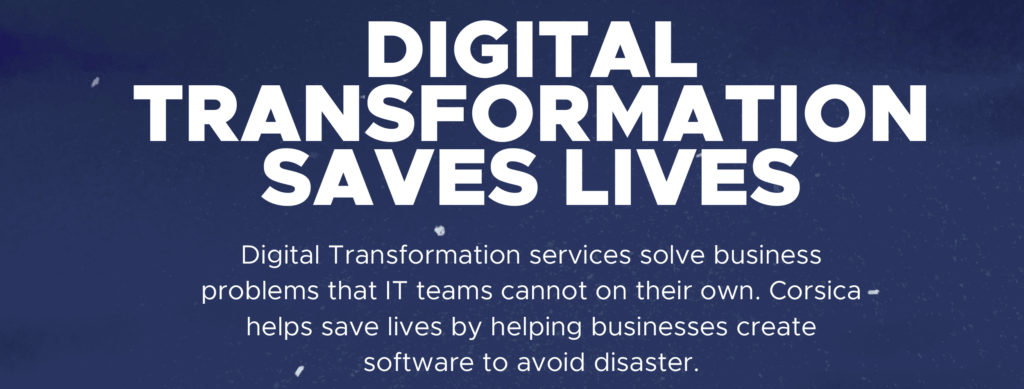 Digital transformation saves lives graphic banner.