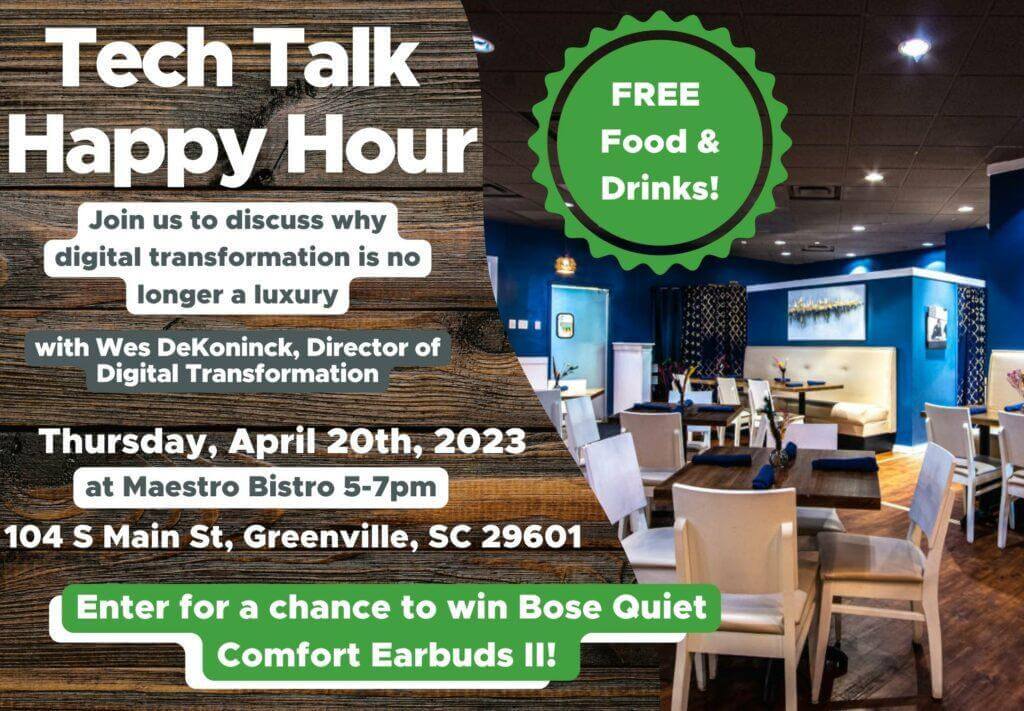 Tech Talk Happy Hour email banner.